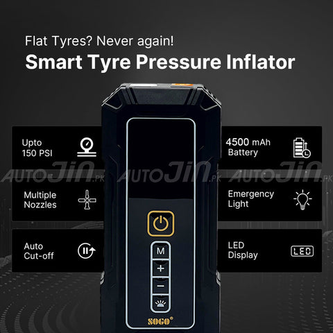 Sogo 4,500mAh Electric Smart Digital Display Tire Inflator & Power Bank With Led Light LP7-PRO