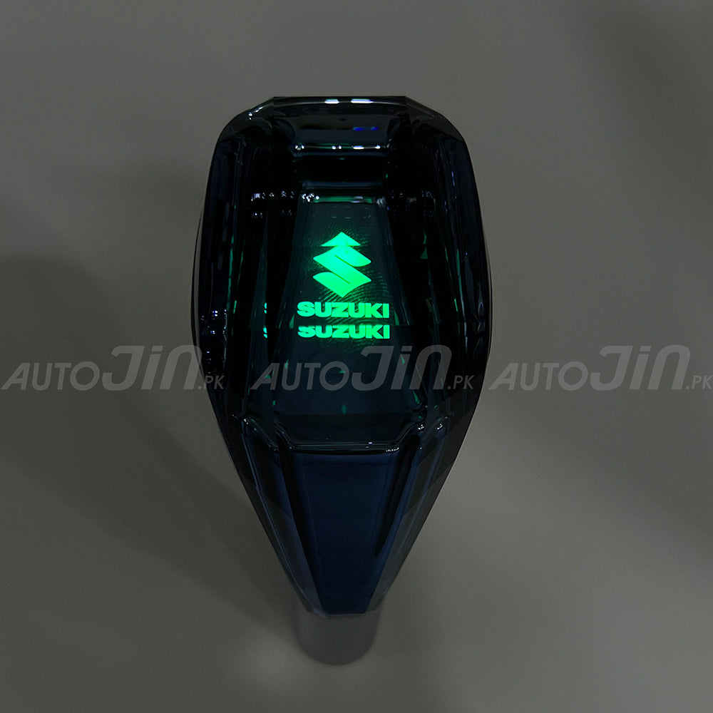 Crystal Car Gear Shift Knob With LED - Suzuki Logo - RGB Led Touch Lighting Transparent Gear Knob