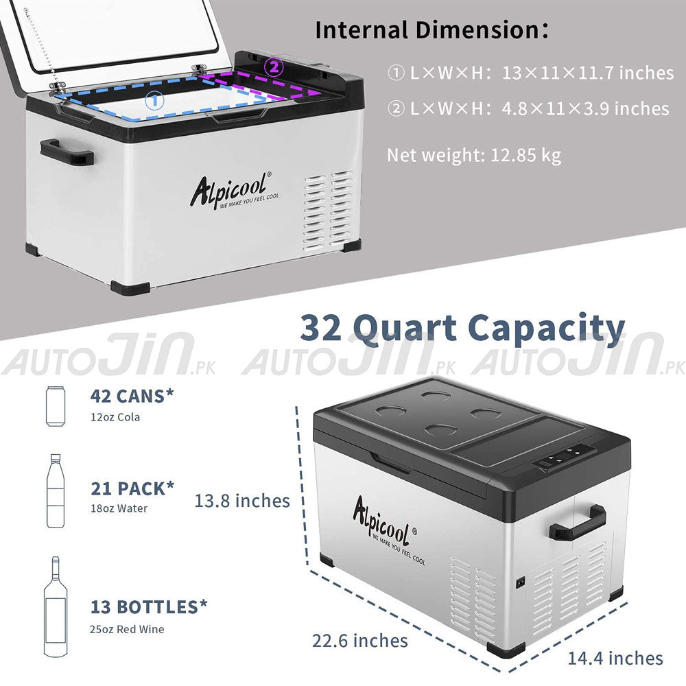Alpicool 30L Car Refrigerator AC 12V DC 24V