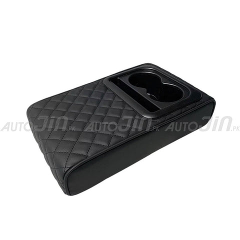 Universal Armrest Pad Car Center Console PU Leather Cushion With 2 Cup Holders