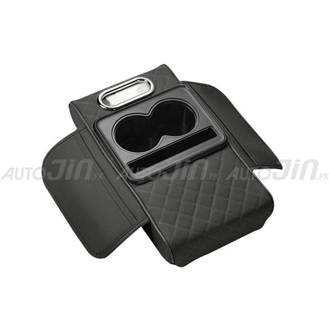 Universal Armrest Pad Car Center Console PU Leather Cushion With 2 Cup Holders