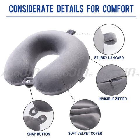 U-Shaped Velvet Neck Support Pillow for Travel, Sleeping Rest, Car, Home & Office  - Multicolour