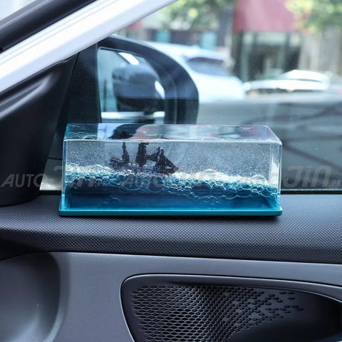 Unsinkable Pirate Ship Fluid Drift Black Pearl Wavy Boat In A Transparent Container