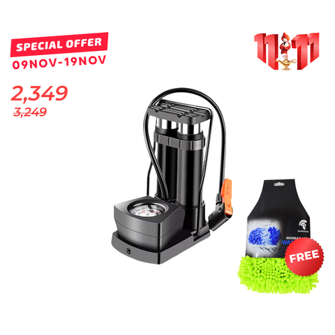 Double Cylinder Effort Saving Foot Air Pump For Bike, Car, Bicycle, Floor Pump