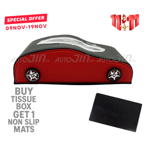 Exclusive Car-Shape Leather Tissue Box - Black & Red
