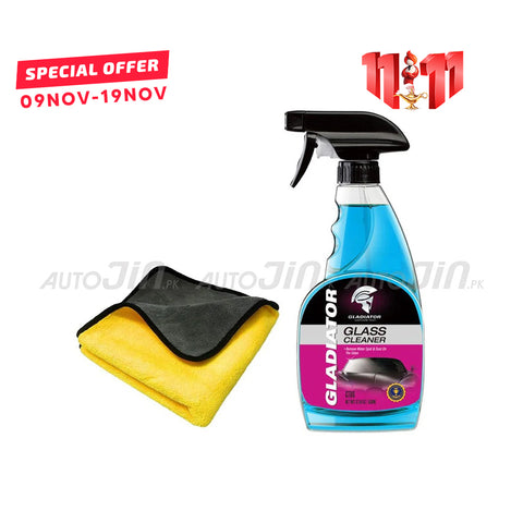 Gladiator Glass Cleaner - 500ml & Microfiber Towel