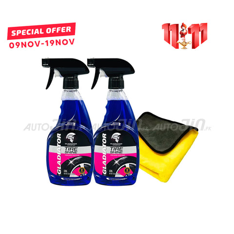 Gladiator Tire Shine GT85 - 500ML Pack Of 2 & Microfiber Towel