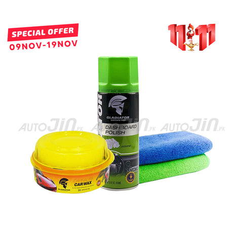 Gladiator Carnauba Car Wax & Dashboard Polish with 2 Microfiber Cloths