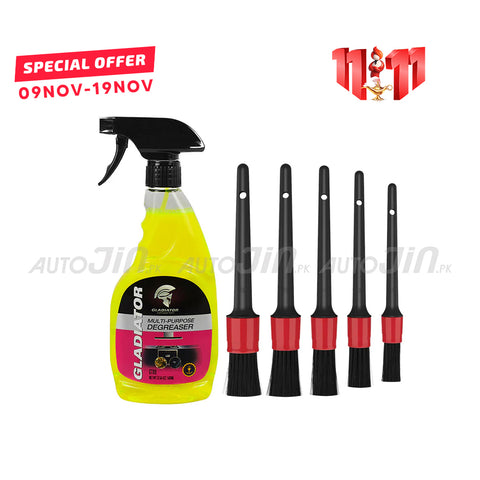 Gladiator Multi-Purpose Degreaser GT89 with Detailing Brush Car Cleaning Brush 5Pcs