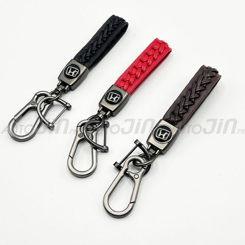 Premium PU Leather Rope Keychain Metal - Multicolour