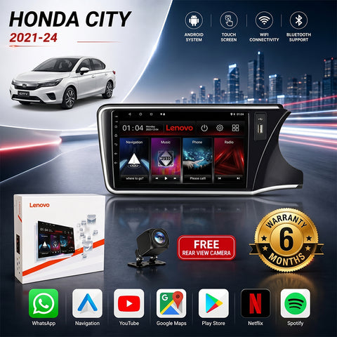 Honda City 2021-24 Android Touch Screen Multimedia Android Player GPS - Wi-Fi - Navigation - Mirror Link(6 Month Warranty) Free Rear View Camera