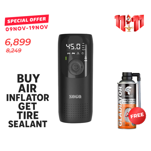 Sogo 5,000mAh Electric Smart Digital Display Tire Inflator & Power Bank With Led Light LP2-P