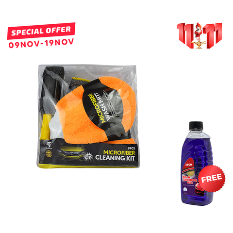 Gladiator Nine Pcs Car Wash Cleaning Microfiber Kit