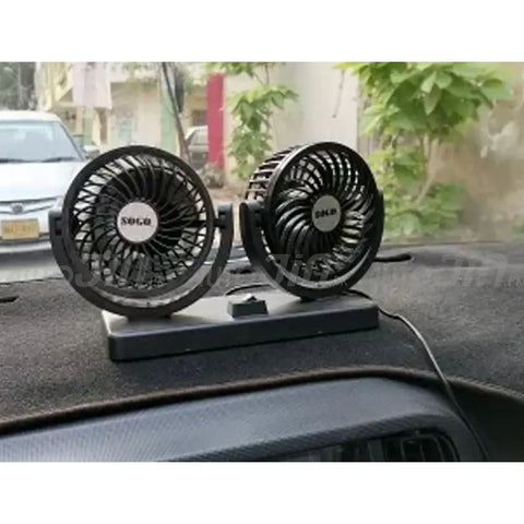SOGO Double Headed Fan 12v with Free Areon Autojin Black Crystal Hanging Card Perfume
