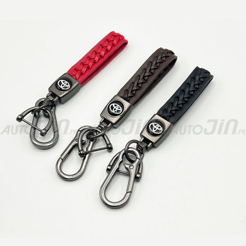 Premium PU Leather Rope Keychain Metal - Multicolour