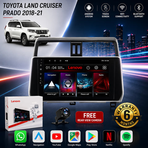 Toyota Land Cruiser Prado 2018-21 Android Touch Screen Multimedia Android Player GPS - Wi-Fi - Navigation - Mirror Link(6 Month Warranty) Free Rear View Camera