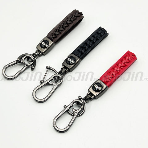 Premium PU Leather Rope Keychain Metal - Multicolour