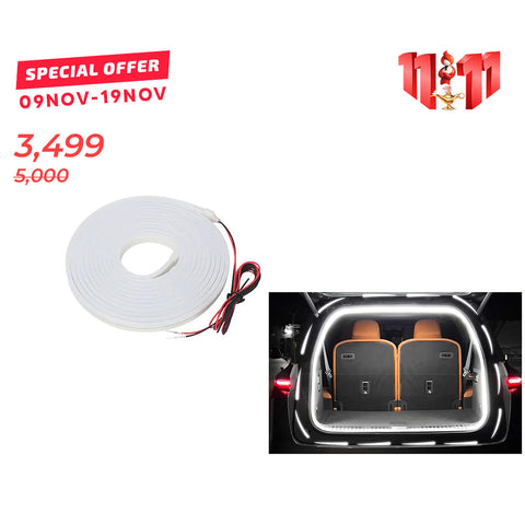 Universal 4M Car Trunk Light Strip with Dynamic Flowing Lighting 12V - White