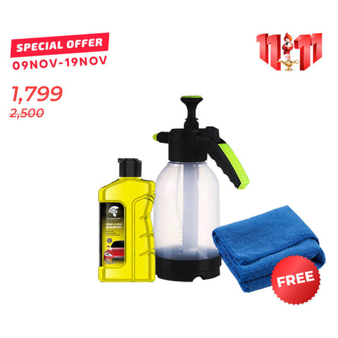 2L Portable Water Spraying Bottle With Gladiator Wash Wax and Shampoo 450ML