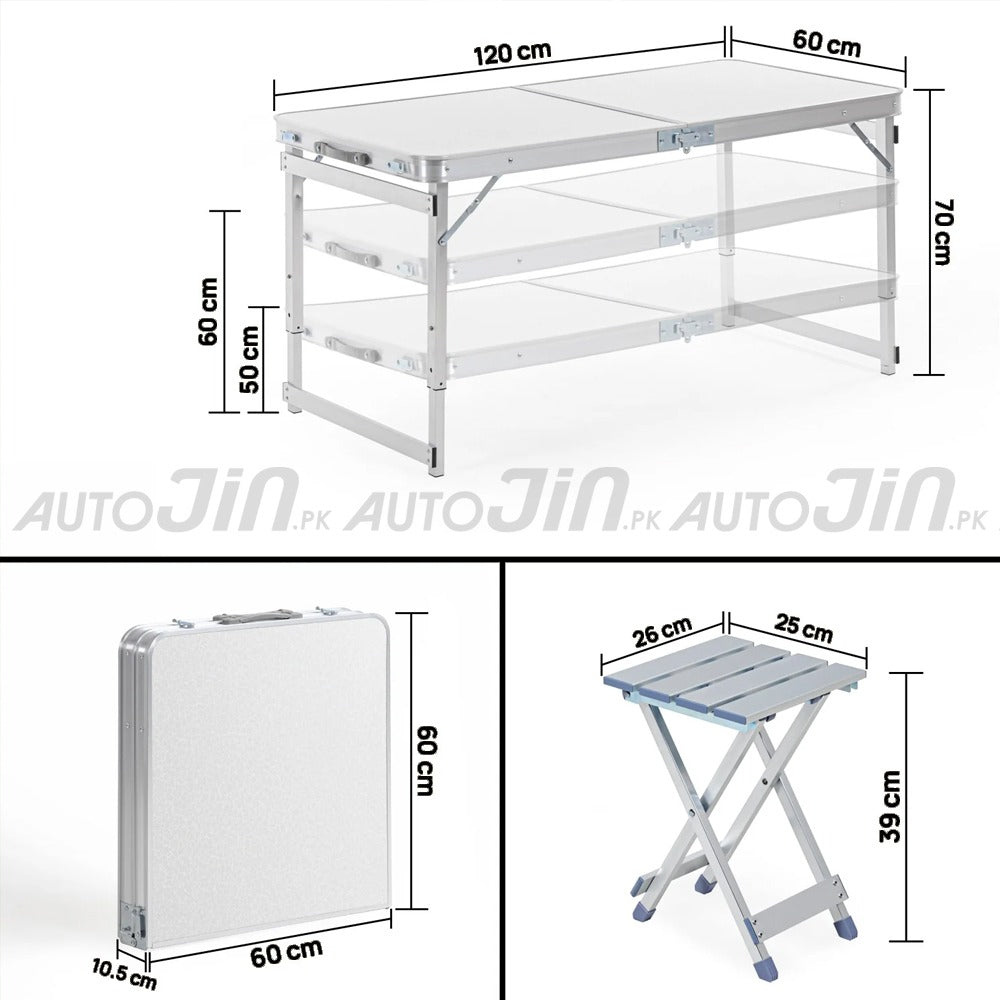 All-in-One Portable Picnic Table – Aluminium Built - Folding Travel Picnic Table & Chairs (Slight Blemish)
