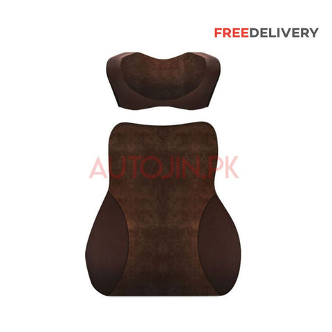 HIGH QUALITY NECKREST AND LUMBER BACK SEAT MEMORY FOAM CUSHION BROWN