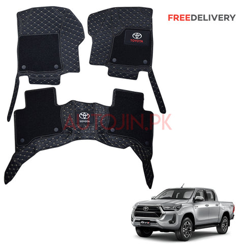 Toyota Hilux Revo Luxury 9D Mats with Carpet - Black and Beige 2016-21